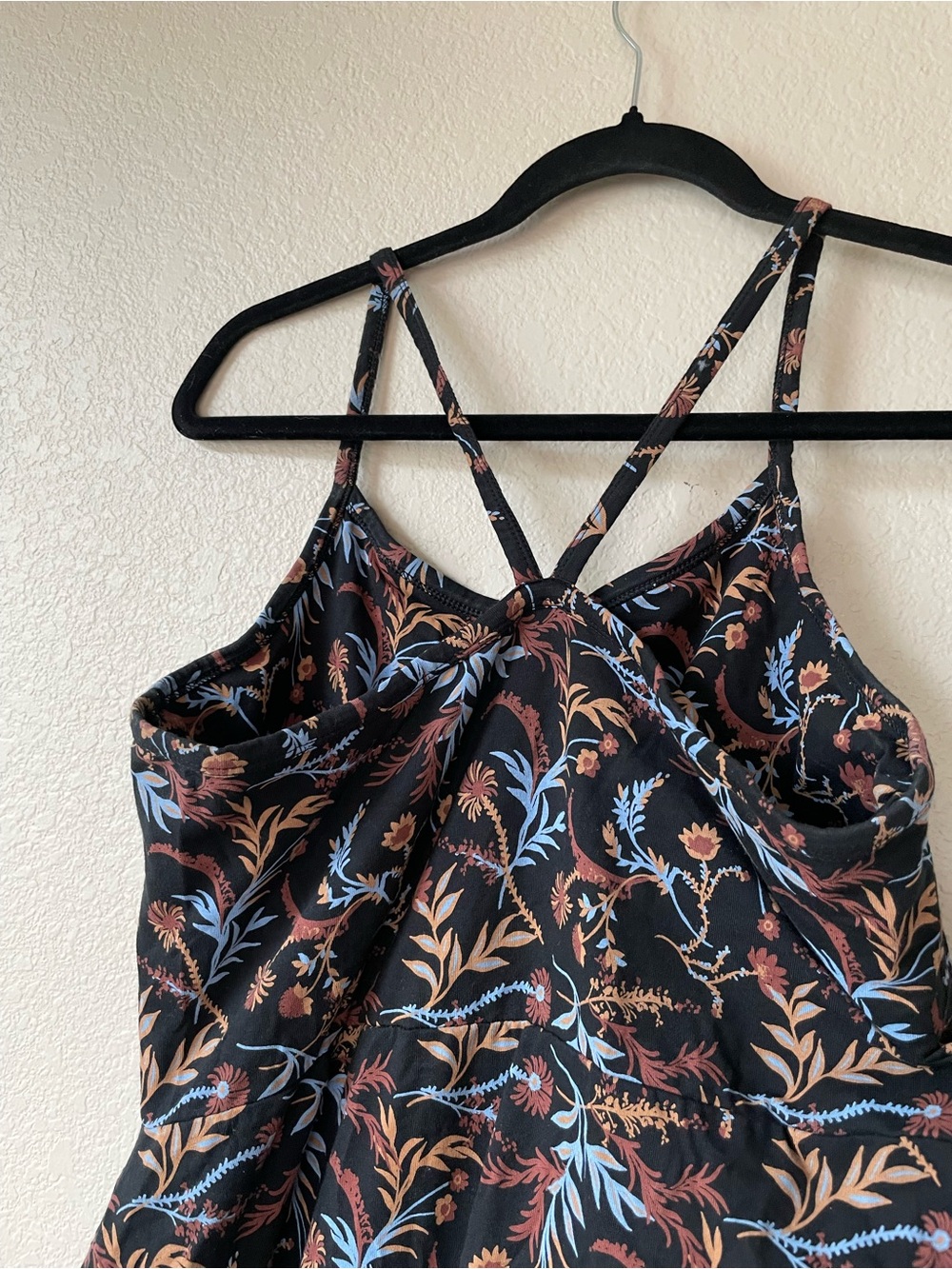 Pact Organic Cotton Whimsy Floral Fit Flare Dress Black Racerback L - Picture 10 of 12